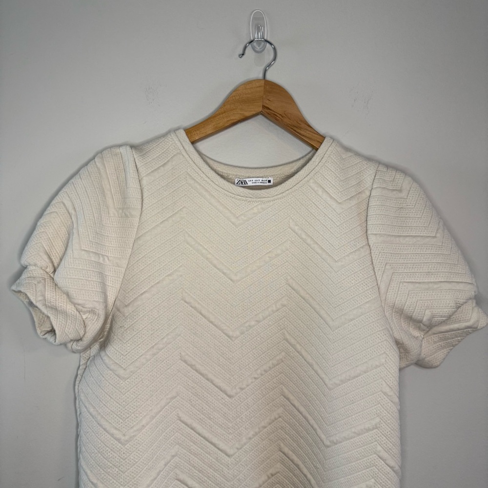 Zara Cream Textured Jacquard Mini Dress - Picture 4 of 7